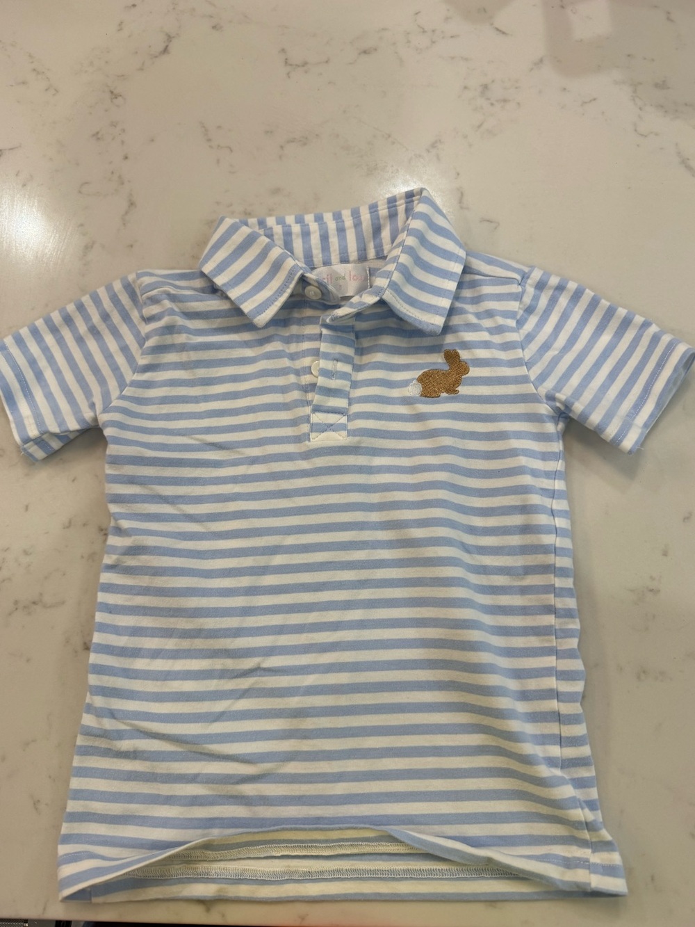 Cecil and Lou Boys Easter Light Blue & White Striped Polo size 5